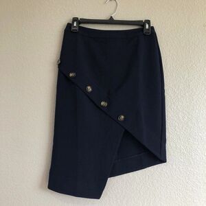 NWT Lost April Navy Asymmetrical Button Skirt S
